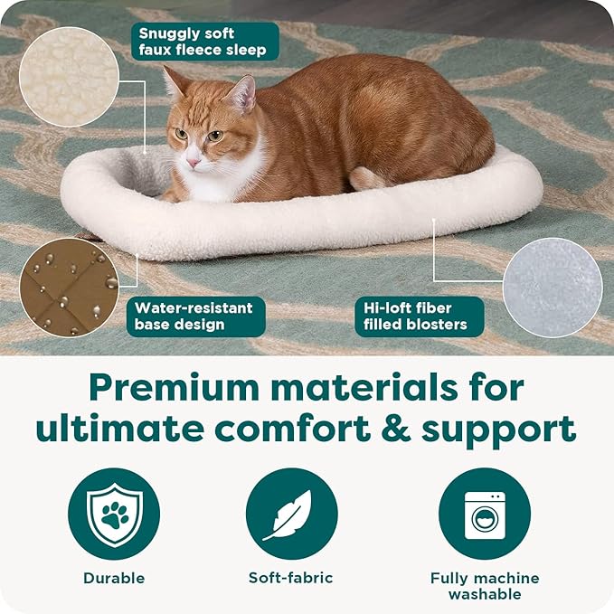 Furhaven Dog Bed for Small Dogs & Indoor Cats, 100% Washable, Sized to Fit Crates - Sherpa Fleece Bolster Crate Pad - Gray, Small