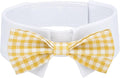 Segarty Dog Bow Tie, Adjustable Yellow Plaid Bowtie Collar for Neck Girth 10.2-12.6in, Medium Neck Tie Tuxedo Comfortable Cotton Boy Pet Grooming Accessory for Formal Wedding Holiday Birthday Party
