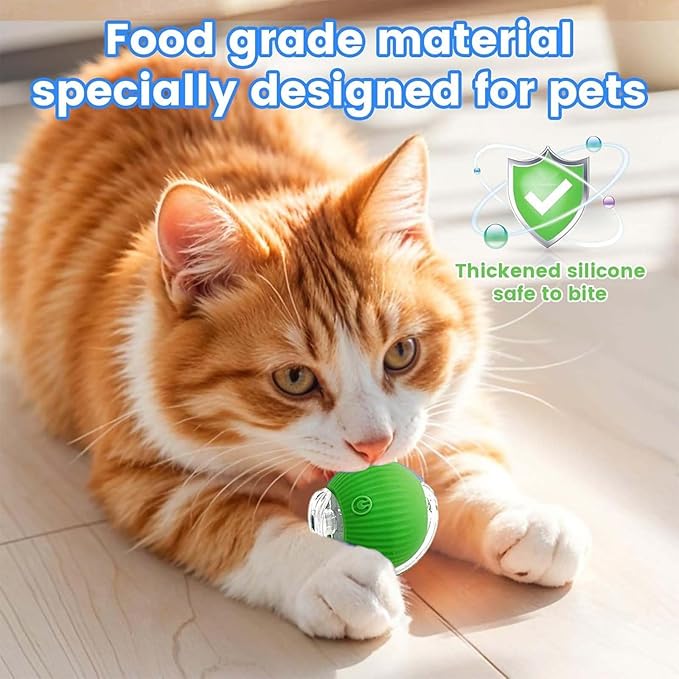 2 PCS Interactive Cat Toy Rolling Ball Chewie Viral Dog Ball with Tail, Smart Automatic Rolling Pet Balls,Automatic Moving Electric Cat Toy