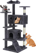 Sweetcrispy 54-Inch Cat Tree Tower – Multi-Level with Sisal Scratching Post, Perfect Pet Gift, Indoor Condo with Climbing Ladder, Plush Toy, and More Animal Stuff, Grey