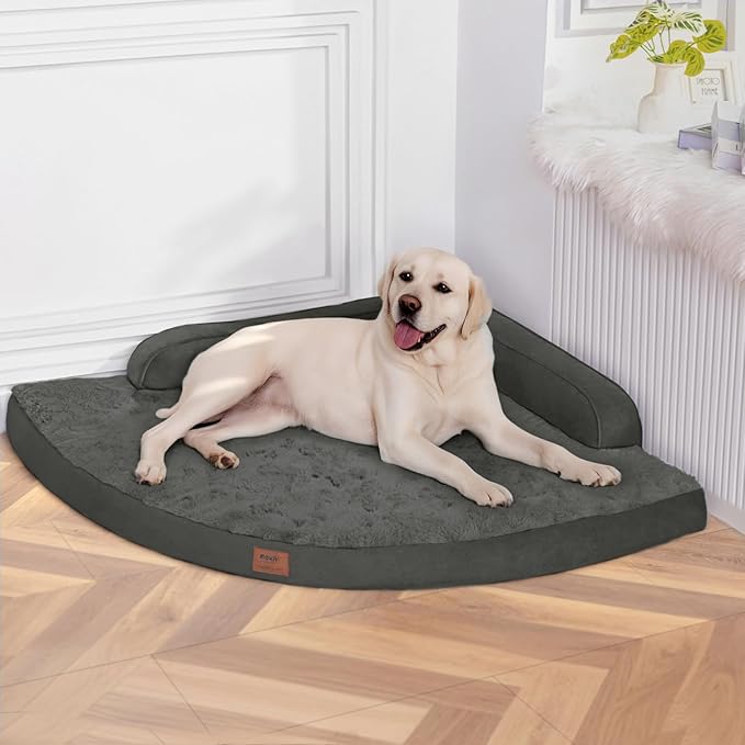Large Orthopedic Dog Bed with Sides XXL Dog Beds with Removable Washable Cover Non-Slip Waterproof Pet Bed for Extra Large Dogs - Dark Grey XXL