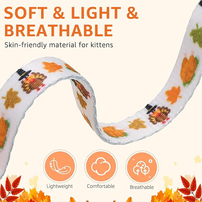 SCENEREAL Fall Thanksgiving Cat Bandana Collar with Bell Bowtie - 2 Pack Breakaway Kitten Collars, Adjustable Cute Pet Accessories for Cats and Small Dogs
