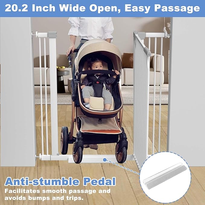 65.7"-72.2" Extra Wide Baby Gate, 40.5" Tall Dog Gate Indoor,Walk Through Pet Gates for Doorways Kitchen No Drilling Auto Close Pressure Mounted Safety Child Toddler Gate, White