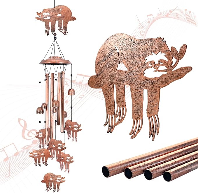 Sloth Wind Chimes for Outside,Sloth Gifts for Women/Men/Sympathy Gift/Memorial Gifts/Birthday Festival Metal windchimes Outdoors/Indoors,Patio Decor,Garden Decor,Home,Yard