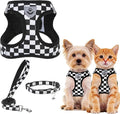 PUPTECK Adjustable Dog Harness Collar and Leash Set Step in No Pull Pet Harness for Small Medium Dogs Puppy and Cats Outdoor Walking Running, Checkered Black&White XS
