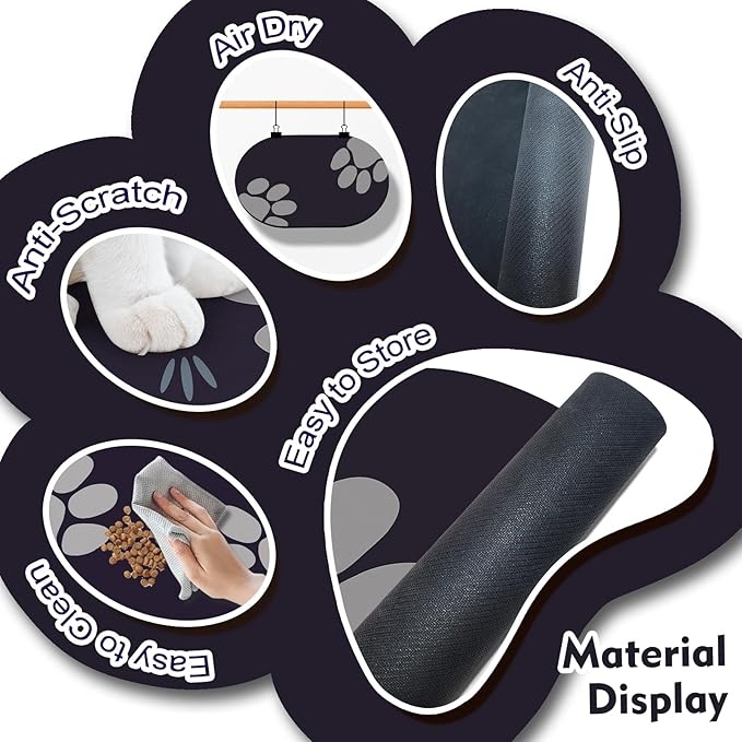 Large Pet Feeding Mat – 28''x17'' Absorbent Dog Mat for Food and Water, Easy Clean Cat Dog Water Bowl Mat, Non-Slip Pet Water Mat Protect Floor, Fit with Automatic Feeders and Double-Bowl