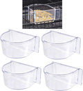 Lot of 4 Bird Cage Clear Plastic Seed Water Feeder Cups