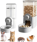 GPY Automatic Hanging Gravity Pet Feeder and Water Dispenser Set ，Automatic Rabbit Feeder and Dog Water Dispenser for Dogs Cats Pets Animals Large Capacity (Blue Water Feeder&Food Feeder) (Grey)