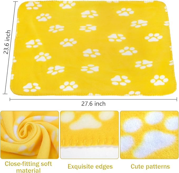 Yesland 20 Styles Dog Cat Fleece Blankets Puppy Blanket, 23.6 X 27.6 Inch Small Soft Fleece Fabric Dog Cat Blankets Pet Blanket with Paw Prints for Kitten, Puppy, Small Animals, Multiple Colors