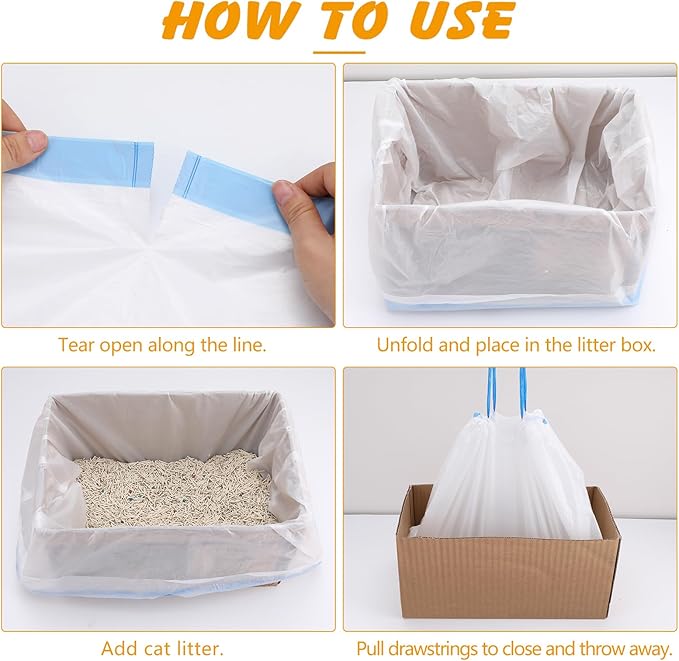 120 Pack Cat Litter Bags Compatible with Litter Robot 3 & 4, Self Cleaning Automatic Litters Box Liners, 25.2 x 15.7 inch (10-12 Gallons)