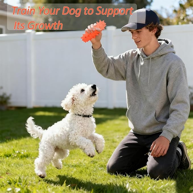 2 Pack Dog Toys for Aggressive Chewers, Tough Puppy Chew Toys Teething Bone for Puppies, Soft Foaming Rubber Interactive Toys for Small Medium Breed (Orange)