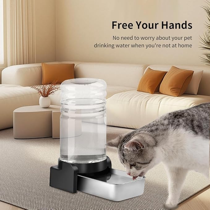 Marchul 1.9 Gallon Dog Water Dispenser, Large Dog Water Bowl Dispenser with Stainless Steel, Automatic Gravity Pet Bowl for Dogs Medium to Large (3 Filters) 7.2L