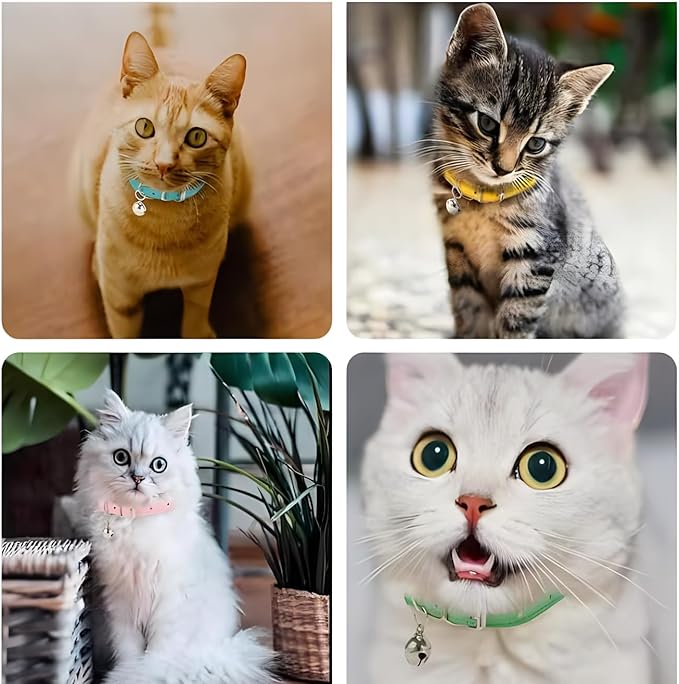 Green XS Dog Collar with Bell, Soft Pu Leather Cat Collars Adjustable Buckle for XXS Extra Small Medium Tiny Female Male Boys Girls Pets Puppy Kitten Teacup Yorkie X-Small