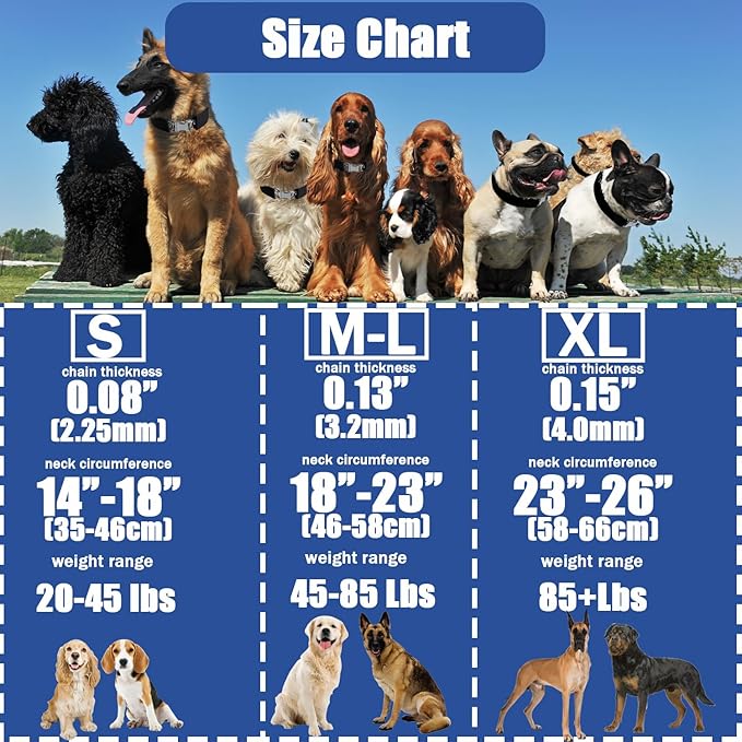 Prong Training Collar for Dogs, Rotating Ring Welding, Adjustable Dog Training Pinch Collar with Quick Release Buckle, for Small Medium Large Dogs