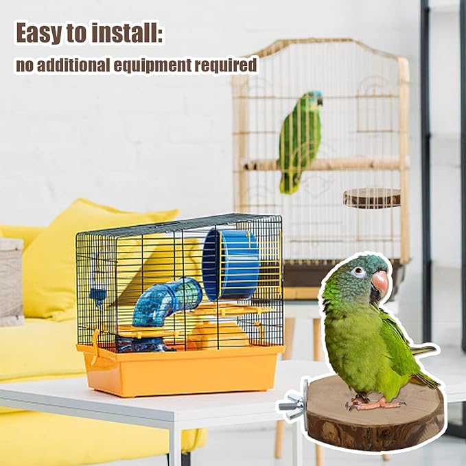 8 PCS Natural Bird Perch Set - Apple Wood Platforms & Hardwood Branches for Parakeets, Cockatiels, Lovebirds - Natural Cage Accessories, Gym Playstand & Chewing Toys for Small Birds