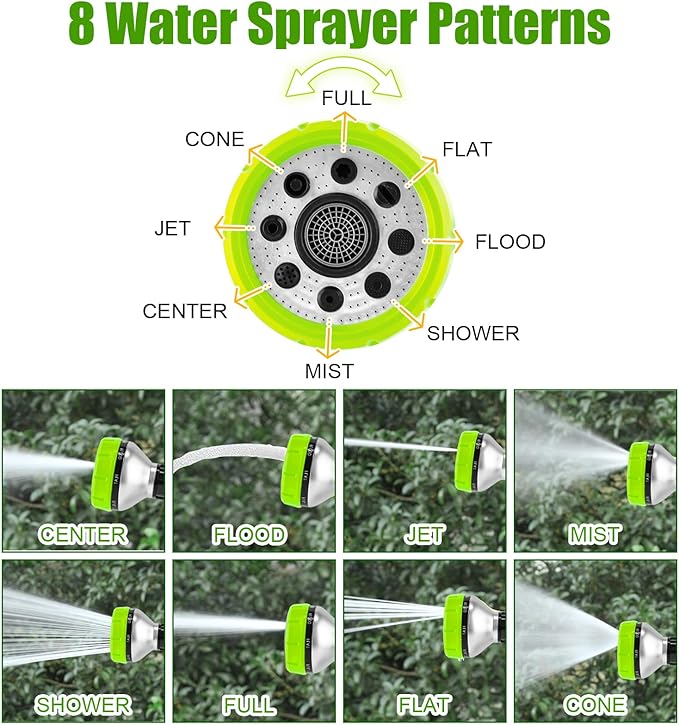 Dog Washing Hose Attachment, 8-in-1 Sprayer Mode Garden Hose Nozzle with Pet Bathing Brush and 100cc Soap Dispenser Bottle, Adopted in Watering Flowers, Car Wash, Dog and Horse Showering (Green)
