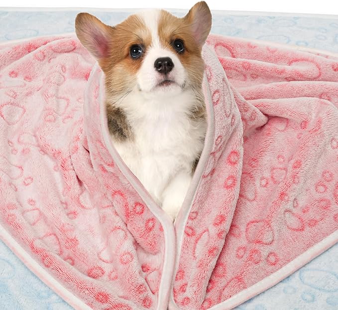 LeapSheep Pet Blankets for Dogs Cats - 3Pack Heart Pattern Super Soft Fluffy Dog Blankets for Small Medium Large Doggy Kitten (Light, Medium)