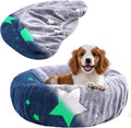 Dog Bed Covers Replacement Washable with Glow in The Dark Gray Star Pattern - Soft Velvety Fabric Protector with Elastic Edges for Small & Medium Dog Beds, 30" x 9.8"