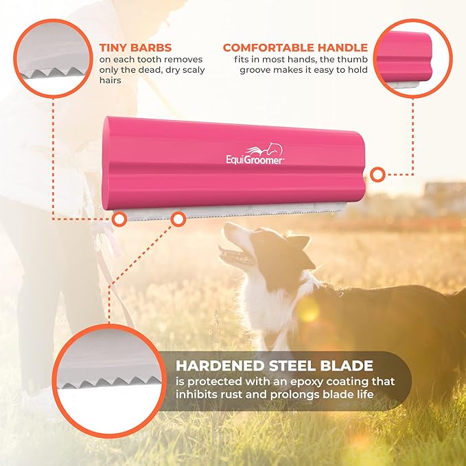 EasyGroomer Deshedding Brush for Dogs & Cats – Undercoat Grooming Tool for Short & Long Hair, Removes Loose Fur & Dirt, Reduces Shedding for Small & Large Pets, Pink
