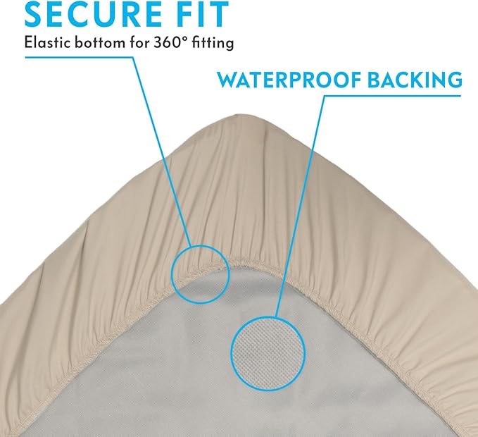 Paw Inspired Waterproof Fitted Cover for Dog Bed | Washable Bed Protector for Dog Mattress | Removable Replacement Cover for Small Pet Bed (Beige, 30 x 20 x 5 Inch)