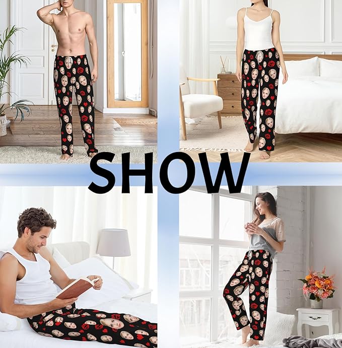 Custom Pajama Pants with Face customized PJ Pants Christmas Valentine gifts for Men Women