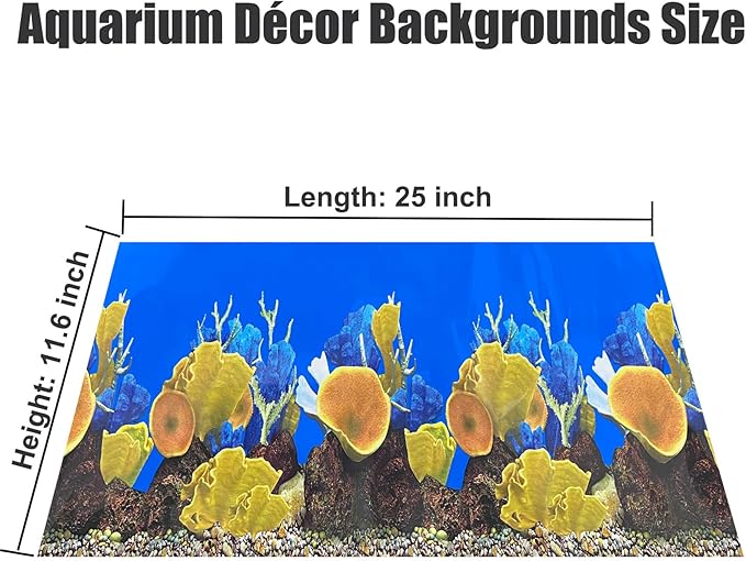 Aquarium Background Seabed Coral Rock Water Plants Fish Tank Backdrop 10 20 Gallon Fish Tank Background for Aquarium