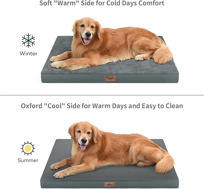 Plush Dog Bed for Medium Dogs, Waterproof Dog Crate Mat Orthopedic Egg Crate Foam Pet Bed with Washable Removable Oxford Cover, Gray