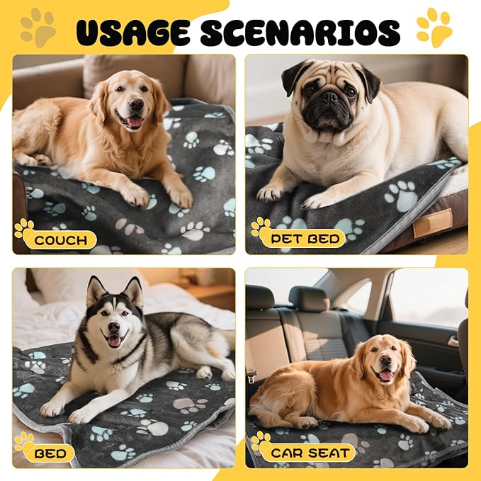 Premium Soft Dog Blanket Washable, 40" x 32" Flannel Gray Dog Blanket for Small and Medium Dogs and Indoor Cats