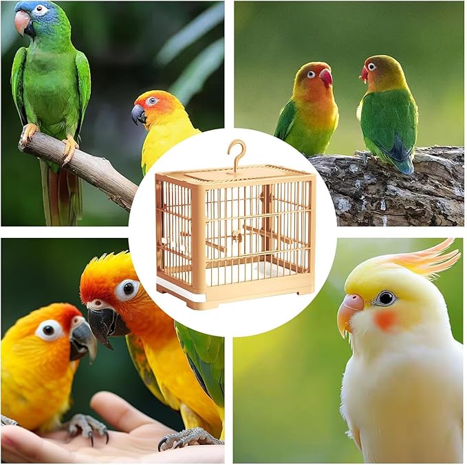 2025 New Carry Cage for Parakeet Portable 30x23x26cm Bird Travel Carrier Cage with Pull Out Tray Hook Handle Easy Transport Install for Various Birds Macaws Sparrow Conures Cockatiels