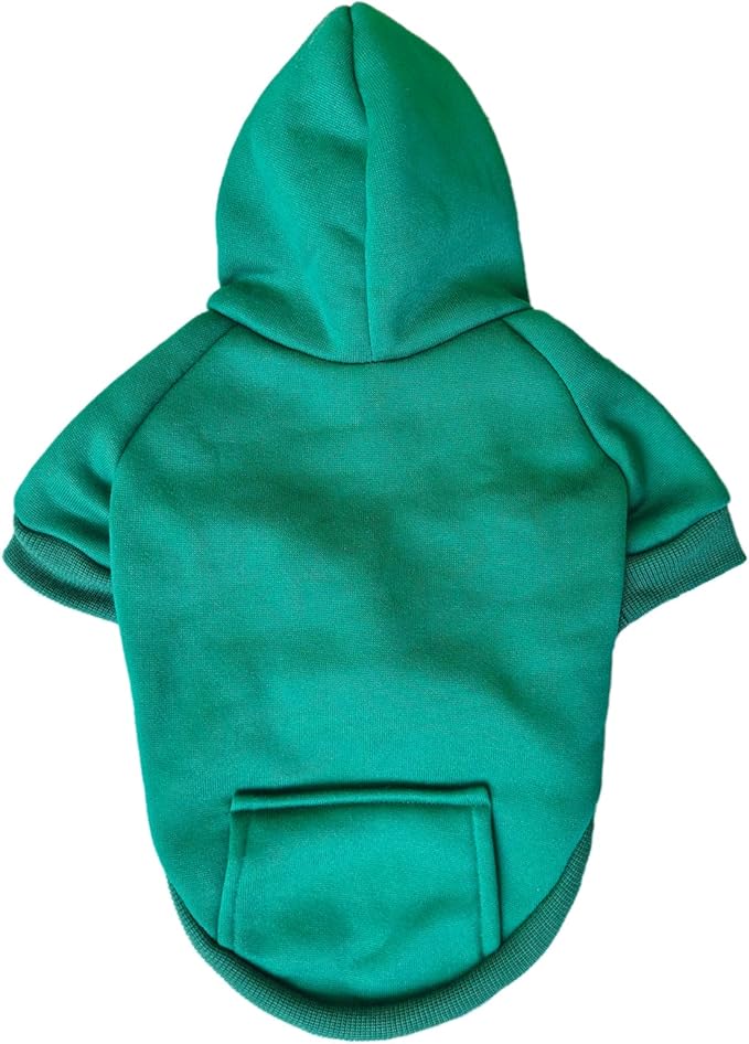 Jecikelon Winter Dog Hoodie Sweatshirts with Pockets Warm Dog Clothes for Small Dogs Chihuahua Coat Clothing Puppy Cat Custume (Green, Small)