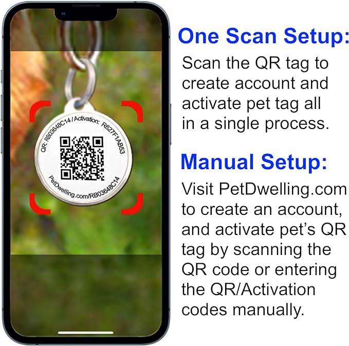 Pet Dwelling QR Code Pet ID Tag – Smart Dog & Cat ID Tags for Pet Safety, Free Personalized Online Profile, Instant Scan Alerts, AI Insights (Blue Paw)