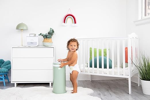 Ubbi Steel Diaper Pail, Odor Locking, No Special Bag Required, Award-Winning, Registry Must-Have, Sage Green