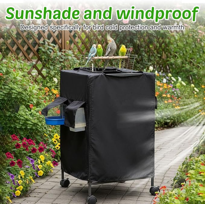 DONGKER Birdcage Cover,Breathable Waterproof Windproof Parrot Cage Cover Shade with Zipper Panel for Parakeet Macaw Lovebird Without Cage(30.3"x18"x18")