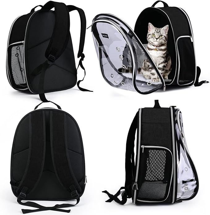 BAGLHER Cat Carrier Backpack Bubble - Fit Up to 18 Lbs - Airline-Approved Dog Backpack Carrier for Small Pets Puppies Dogs Bunny, Space Capsule Dog Carrier Backpack for Travel Outdoor Hiking, Black