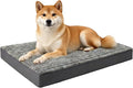 Dog Bed Large Sized Dogs, Orthopedic Flannel Pet Beds with Removable Washable Cover, Waterproof Indestructible Big Dog Bed with Anti-Slip Bottom, Egg Crate Memory Foam Pad, 35.0"x22.0"x3.0", Grey