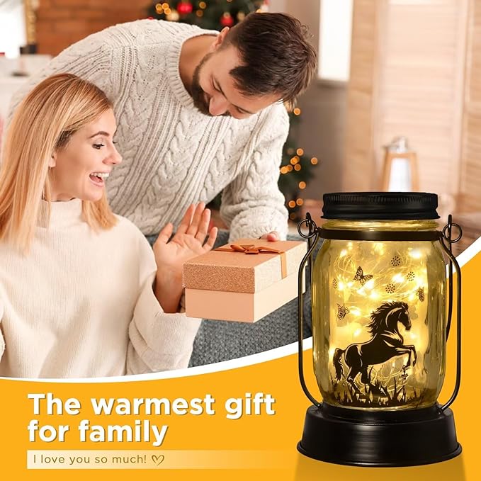 kyoryuger Horse Gifts for Women/Men Horse Lovers Solar Lantern Mom Birthday, Mothers Day, Christmas Valentine's Gifts, Solar Garden Decoration Outside for Yard, Patio,Backyard,Porch