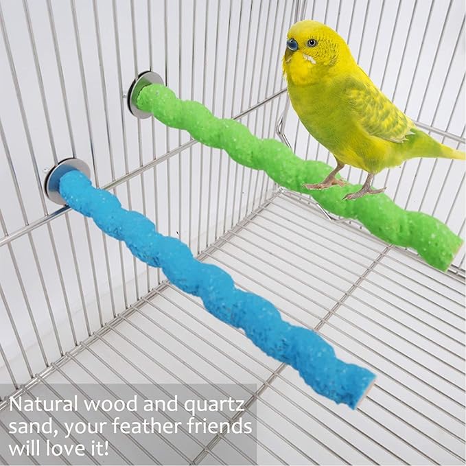kathson 10PCS Bird Perch Parrot Stand Cage Accessories Natural Wooden Stick Paw Grinding Rough-surfaced Chew Toy for Cockatiels,Cockatoo,Lorikeet,Conure,Parakeet (Random Color,6.29inch)