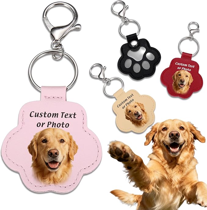 Eunigem Personalized Pet Memorial Gifts for Dogs Cats-Custom Dog Hair Keychain Paw Keychains for Dog Fur-Shaped Leather Keychain,Remembrance Accessory Pet Hair Keepsake for Bag or Key (Color-12)