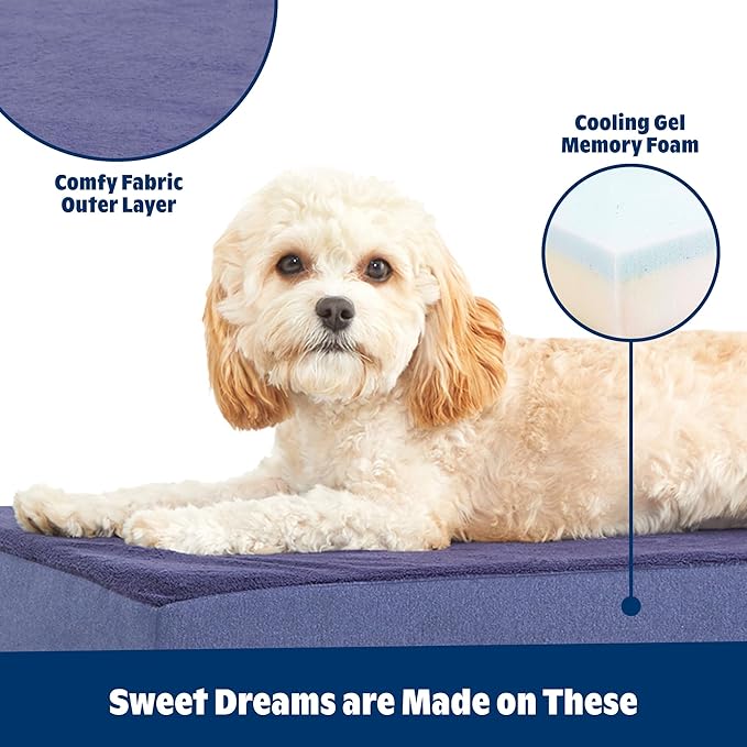 Barkbox Orthopedic Dog Bed with Memory Foam, Premium Comfort for Dogs and Puppies, Dog Bed for Joint Relief and Restful Sleep, Durable and Easy to Clean - Navy, Medium