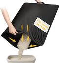 Cat Litter Mat, Upgrade Super Waterproof Back Layer Litter Box Mat, Non Slip, Durable, Soft on Paws Kitty Trapping Matt (34"x26", Black)