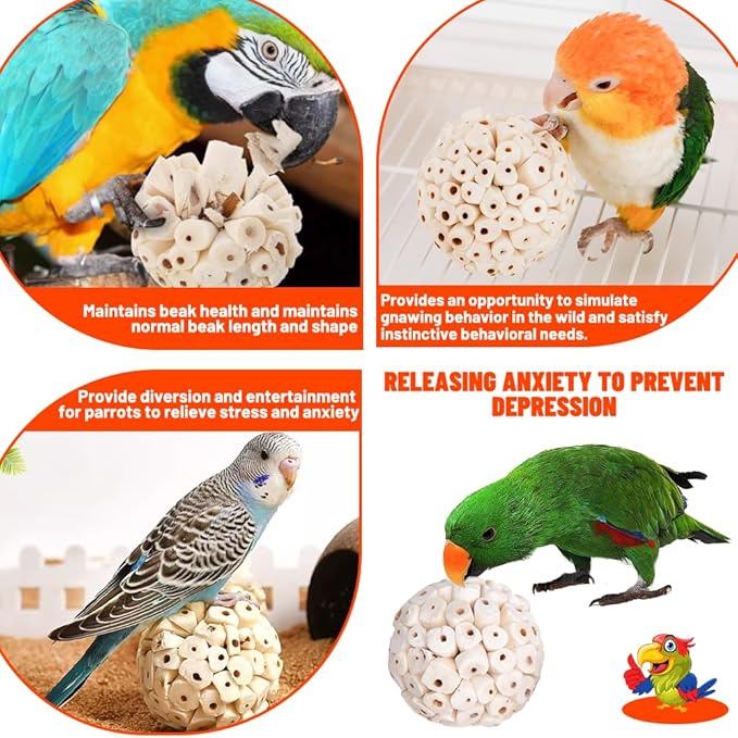 12 Pack Bird Toy Sola Balls, Natural Parrot Soft Chew Shredding & Foraging Toy, Bird Foot Balls for Cockatiel Conure Quaker Budgie Parakeet Bunny Guinea Pig Chinchilla Rabbit