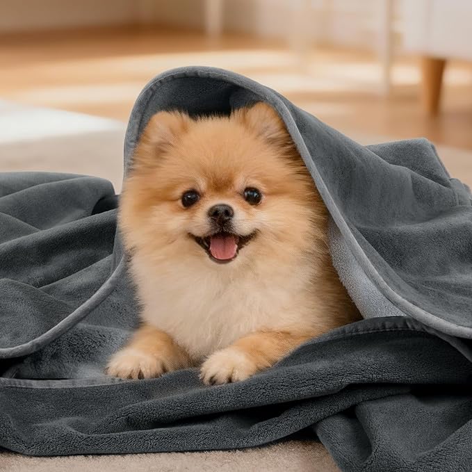 LOOBANI Waterproof Dog Blanket for Couch: Reversible Flannel Bed Blanket for Medium Large Dogs Liquid Proof, Soft Throw Blanket Couch Cover Protector for Sofa, Crate, Travel, Picnic, 50" x 60", Grey