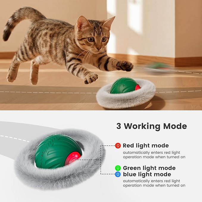 Gardner Pet Interactive Cat Toys Ball,Self Moving Ball in 4 Holes Play Mat,Tap Activation Moving Toy Hide and Seek Exercise Kicker Catching Game for Indoor cat,Real Bird Calls,USB Charging,28 Inch