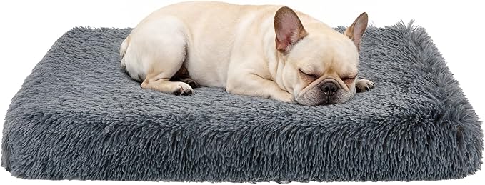 Fluffy Orthopedic Dog Beds for Small Dogs with Washable Removable Cover Dog Crate Bed Egg Crate Foam Support Plush Pet Pad Mat with Anti-Slip Bottom (30 * 20,Dark Grey)