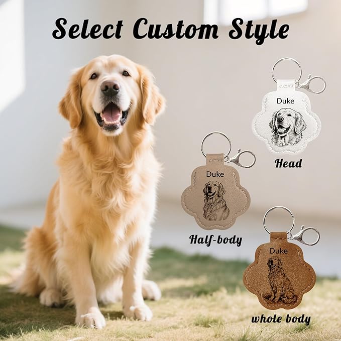 Dog Hair Keychain, Leather Pet Hair Collector Keychains, Pet Fur Keepsake Gift, Paw Charm for Collecting Cat Dogs Fur