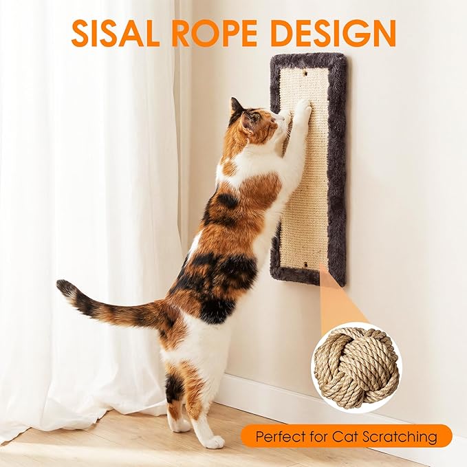 5in1 Cat Wall Shelves Climbing Systems, Large Cat Furniture Shelf Set Wall Hanging Mounted, Sisal Scratching Perch Bed 2 Steps Tower Tree for Indoor House Corner Ladder