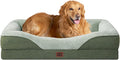 EHEYCIGA Orthopedic Dog Bed for Large Sized Dog, 41x27x7.5 Inch Large Memory Foam Dog Couch Bed with Sides, Waterproof Liner & Washable Removable Cover, Bolster Pet Sofa, Green