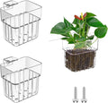 2PCS Aquarium Plant Holder with Hooks Top Clear Acrylic Fish Tank Plant Holder Cup Pots for Fish Tank Aquaponic Plant and Aquascape Decorations