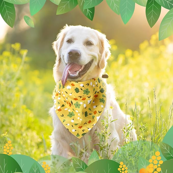 Weewooday 50 Pcs Spring Dog Bandanas Bulk for Dogs Soft Bibs Adjustable Triangle pet Bandana for Small Medium Large Costume(Floral Pattern, 31.5 x 21.7 x21.7 Inch)