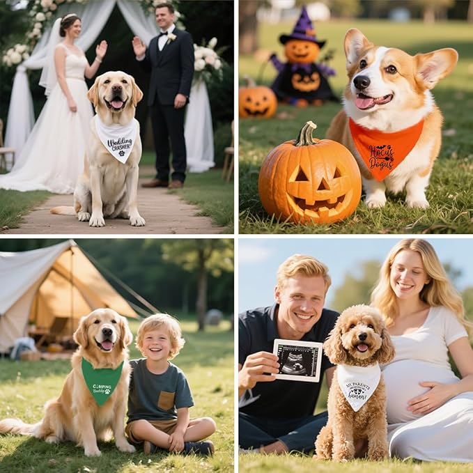 Happy Birthday Dad Funny Dog Bandana, Dog Scarf Accessory for Dad's Birthday Party Gifts, Party Pet Photo Prop Accessories for Dogs Lover Dad, Dogs Lovers Gifts for Men Husband Boyfriend